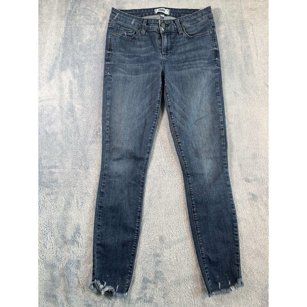 PAIGE Verdugo Ankle Jeans Womens Skinny Blue Denim Mid Rise 27x28 Measured #3025